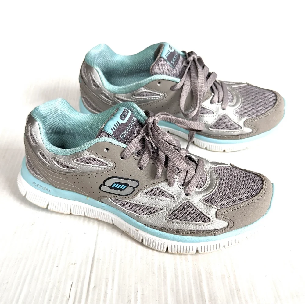 SKECHERS Flex Appeal Align 3.0 lightweight sneakers gray blue running shoes